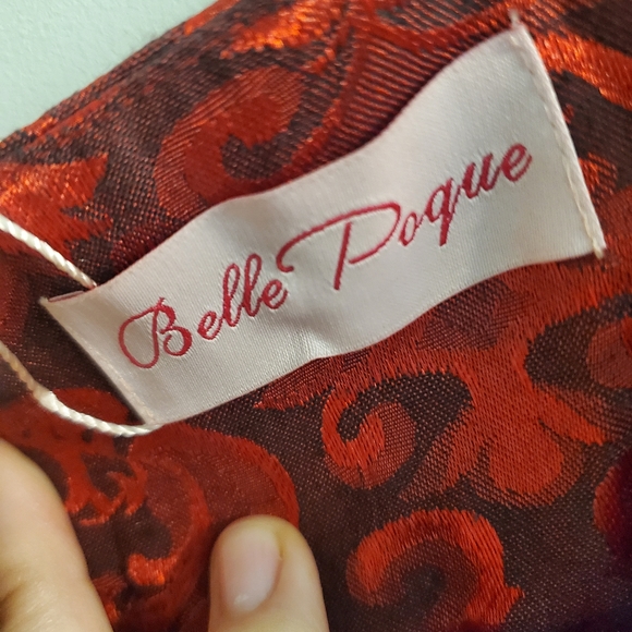 Red Vintage Ruffled Christmas Gotchic Victorian Long Fishtail Skirt Size 10 - Picture 10 of 13